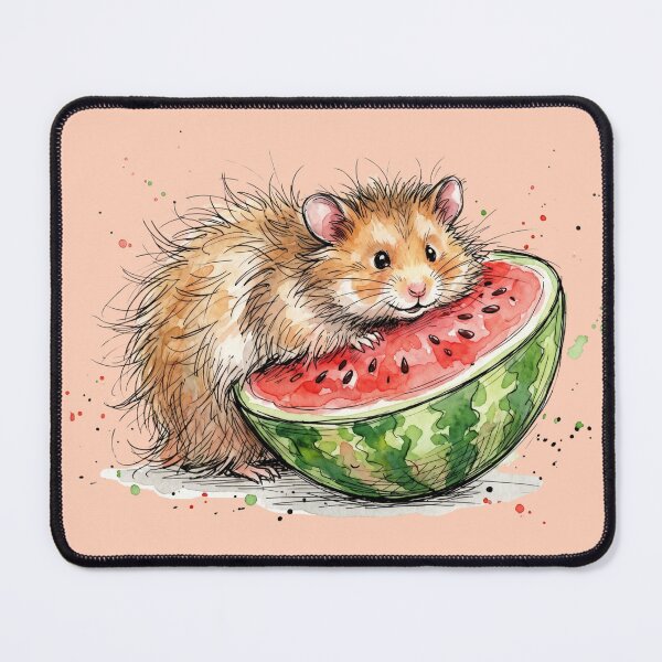 Item preview, Cute Watercolor Hamster eating Juicy Watermelon Art designed and sold by BreezifyDesignStudio.