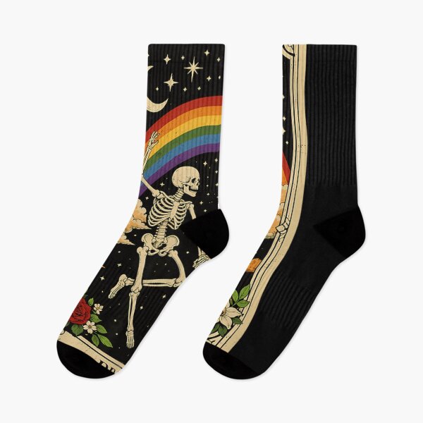 Item preview, Vintage Pride Tarot Card Dancing Skeletons Rainbow Celestial Constellation Art designed and sold by WilliaMaler.