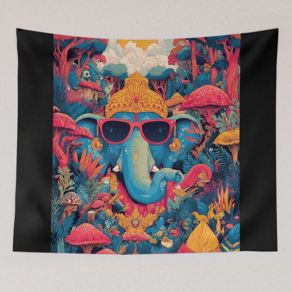 Item preview, Ganesha In Mystic Jungle Psychedelic Mushroom Pop Art designed and sold by PANNARUK THAILAND.