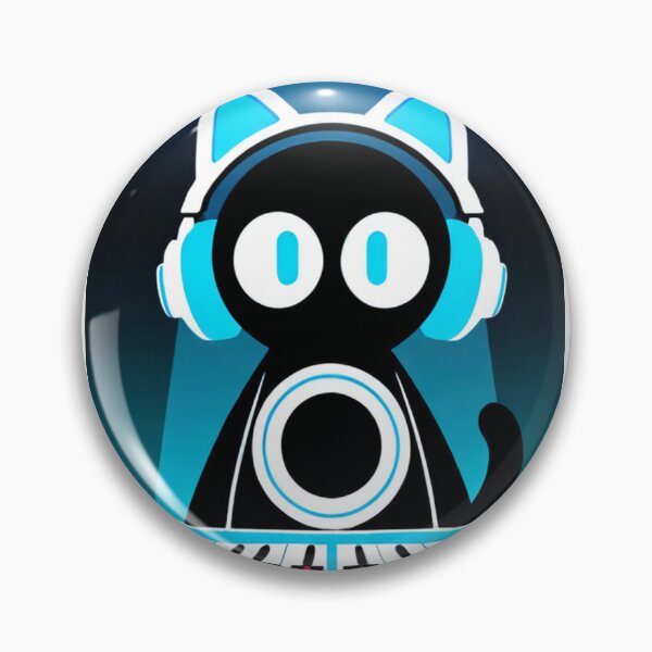 Item preview, Cat - Black DJ White Cyan Headphones designed and sold by DoodyPets.