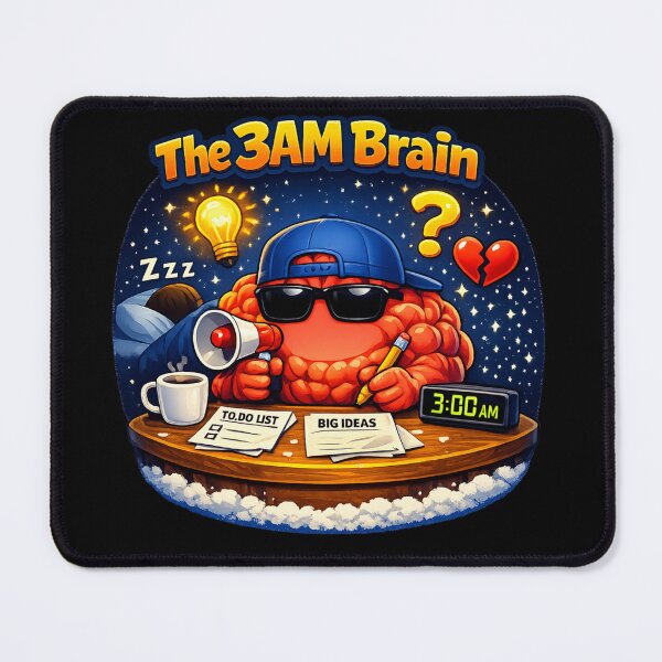 Item preview, The 3AM Brain — Funny Insomnia Overthinking Humor Cartoon Art designed and sold by ArtoryWorks.