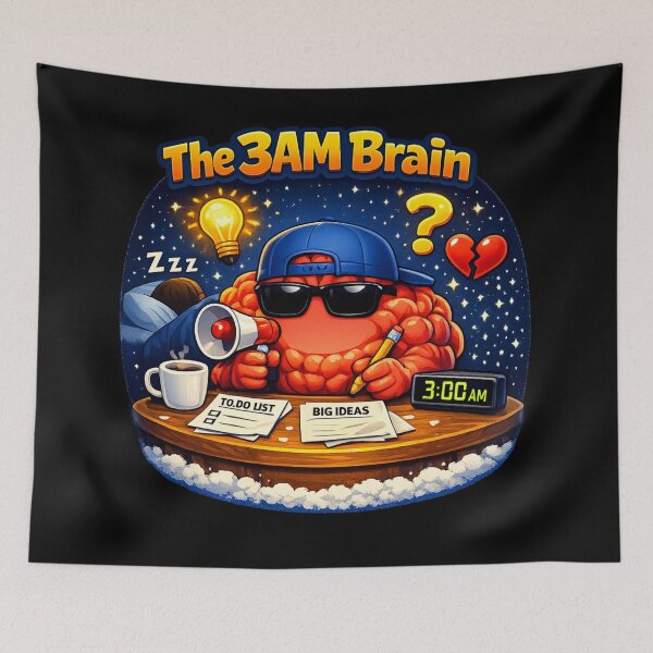 Item preview, The 3AM Brain — Funny Insomnia Overthinking Humor Cartoon Art designed and sold by ArtoryWorks.