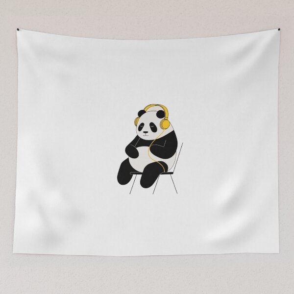 Item preview, Panda minimalista escuchando musica designed and sold by PandArtStudio.