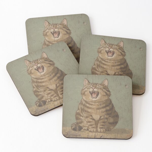 Item preview, Chunky Tabby Mid-Yawn — Naive Folk Art designed and sold by PictorialWhimsy.