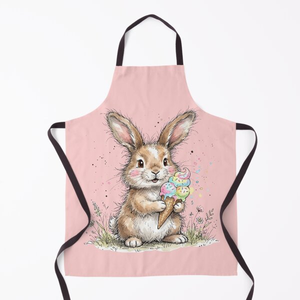 Item preview, Cute Watercolor Bunny Rabbit holding Giant Ice Cream Cone designed and sold by BreezifyDesignStudio.