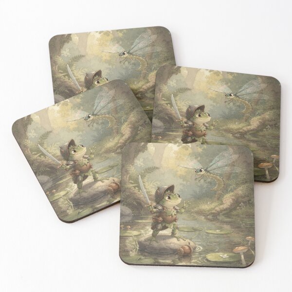 Item preview, Tiny Frog Knight vs Dragonfly — Cottagecore Frog designed and sold by PictorialWhimsy.