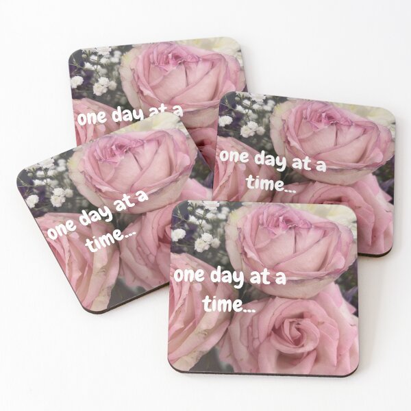 Item preview, One Day at a Time – Soft Pink Rose Mental Health Quote Aesthetic designed and sold by justsuestudio.