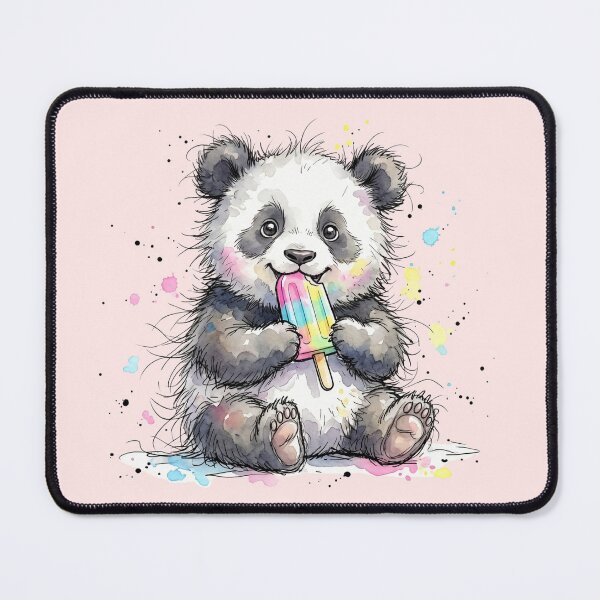 Item preview, Cute Watercolor Panda Eating Rainbow Popsicle Summer Art designed and sold by BreezifyDesignStudio.