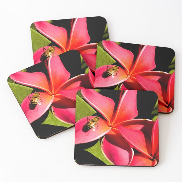 Item preview, Vibrant Pink Tropical Plumeria Flowers With Elegant Bee  designed and sold by DEC02.