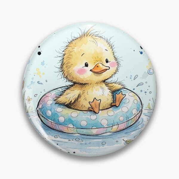 Item preview, Cute Watercolor Duckling in Swim Ring Summer Pool Art designed and sold by BreezifyDesignStudio.
