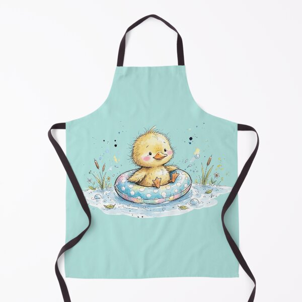 Item preview, Cute Watercolor Duckling in Swim Ring Summer Pool Art designed and sold by BreezifyDesignStudio.