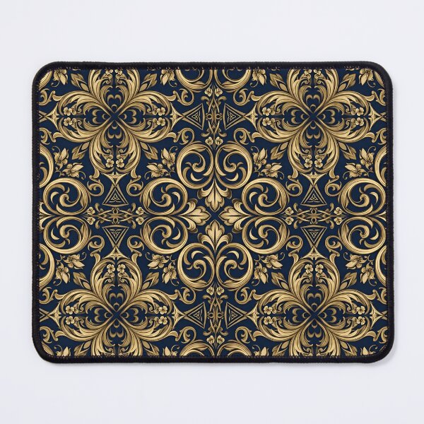 Item preview, Luxury Gold and Dark Navy Blue Baroque Damask Seamless Pattern designed and sold by crackerflake.