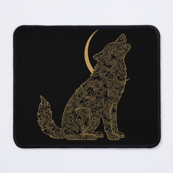 Item preview, Howling Wolf Topographic Line Art with Crescent Moon designed and sold by QuirkyCloud Designs.