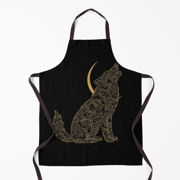 Item preview, Howling Wolf Topographic Line Art with Crescent Moon designed and sold by QuirkyCloud Designs.