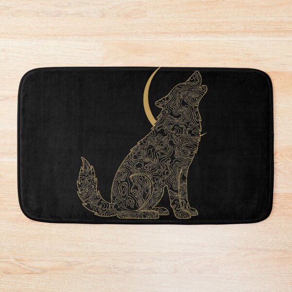 Item preview, Howling Wolf Topographic Line Art with Crescent Moon designed and sold by QuirkyCloud Designs.