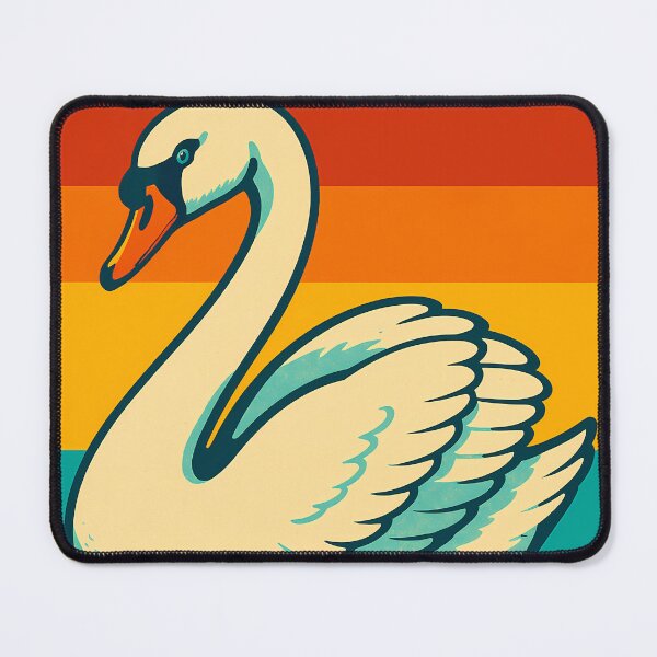 Item preview, Retro Pop Art Poster Illustration of Elegant Swan | Bold Minimal Wildlife Print with Serene Lake Reflections & Soft Gradient Sky | Vintage Nature Wall Art Decor designed and sold by PaintedPixels01.