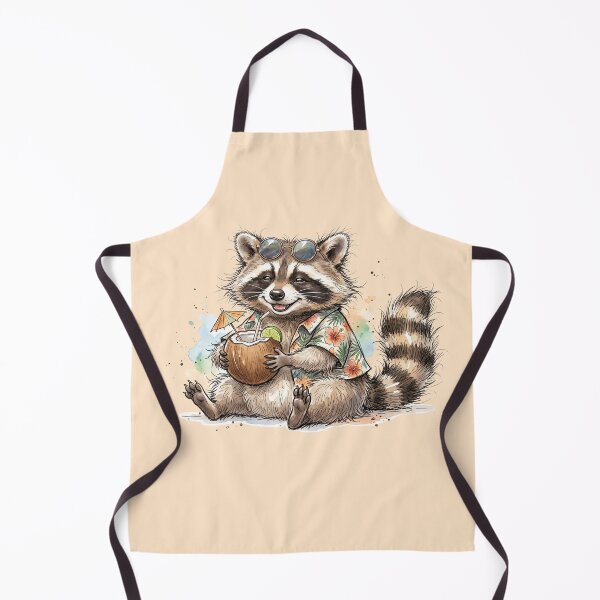 Item preview, Cute Watercolor Raccoon in Hawaiian Shirt with Coconut Drink designed and sold by BreezifyDesignStudio.