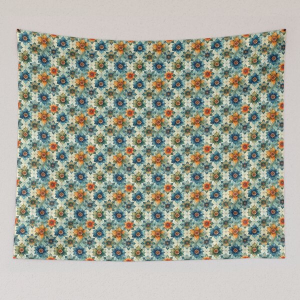 Item preview, Floral Batik Pattern in Orange, Green, and Gold designed and sold by thelivingrp.
