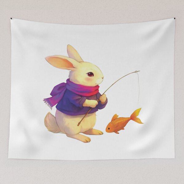 Item preview, Cozy Bunny Fisherman designed and sold by PandArtStudio.