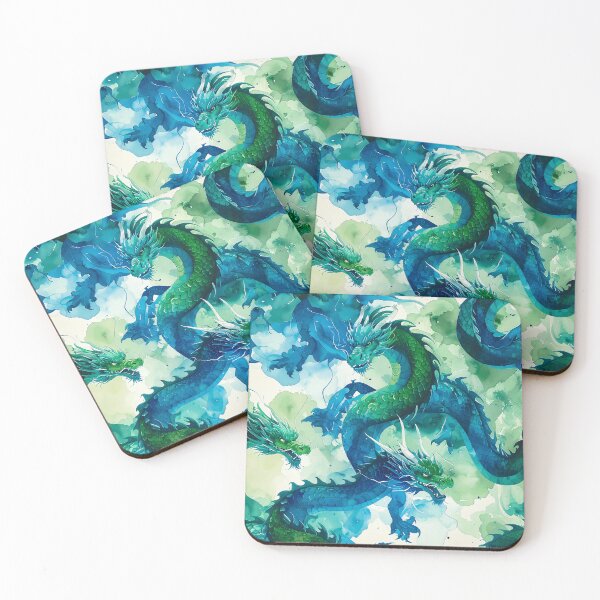 Item preview, Large Blue and Green Dragon Pattern designed and sold by thelivingrp.