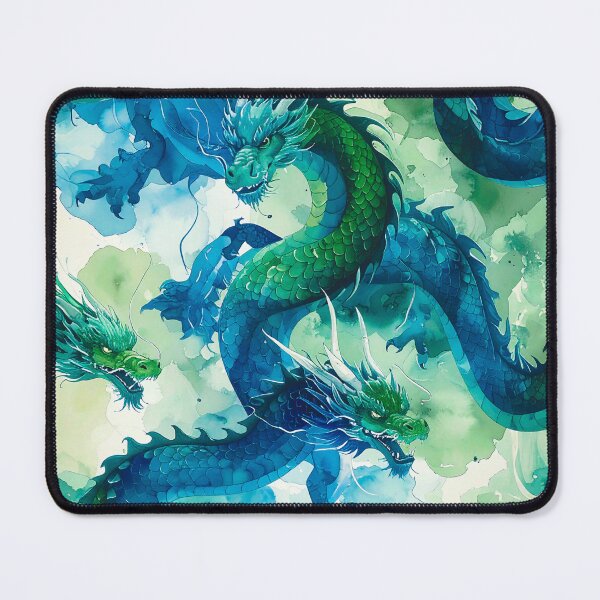 Item preview, Large Blue and Green Dragon Pattern designed and sold by thelivingrp.