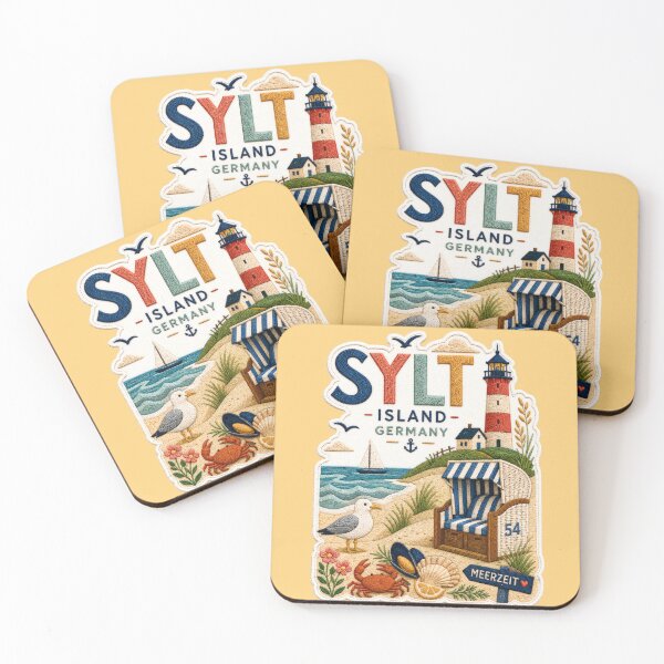 Item preview, Sylt Island Germany Embroidered Coastal Travel Poster designed and sold by Witsprings.