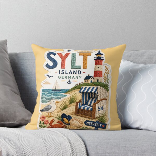 Item preview, Sylt Island Germany Embroidered Coastal Travel Poster designed and sold by Witsprings.