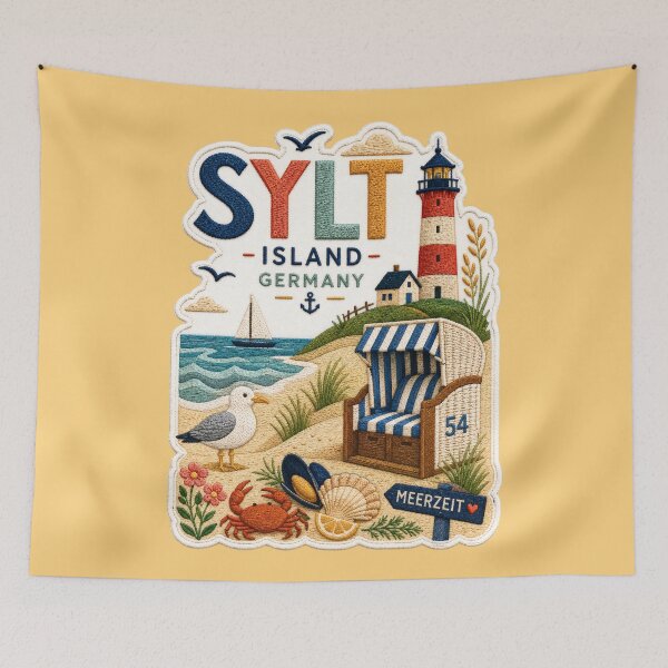 Item preview, Sylt Island Germany Embroidered Coastal Travel Poster designed and sold by Witsprings.