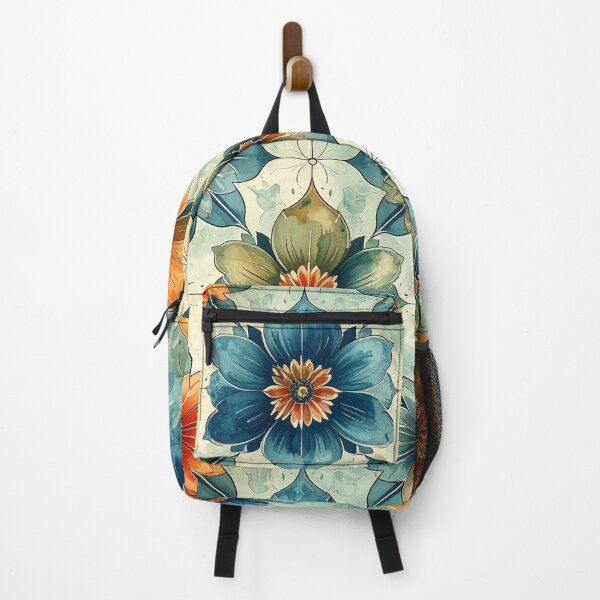 Item preview, Large Elegant Geometric Floral Batik in Blue, Green, and Gold designed and sold by thelivingrp.