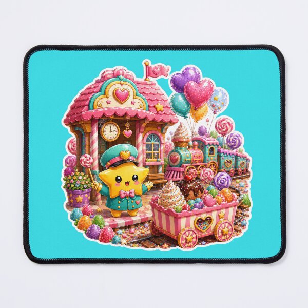 Item preview, Cute Kawaii Candy Train Station | Pastel Candycore Fantasy Art designed and sold by ALH Apparel.