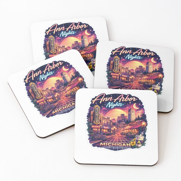 Item preview, Ann Arbor Nights Neon Retro Cityscape Michigan Aesthetic Sticker designed and sold by Artbysarmina.