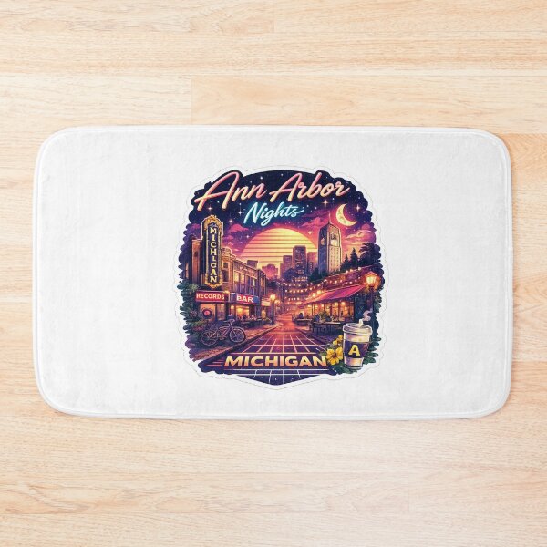 Item preview, Ann Arbor Nights Neon Retro Cityscape Michigan Aesthetic Sticker designed and sold by Artbysarmina.