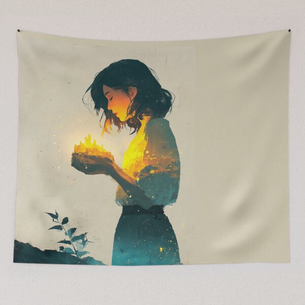 Item preview, Girl Holding a Glowing Magical City designed and sold by colorful-white.