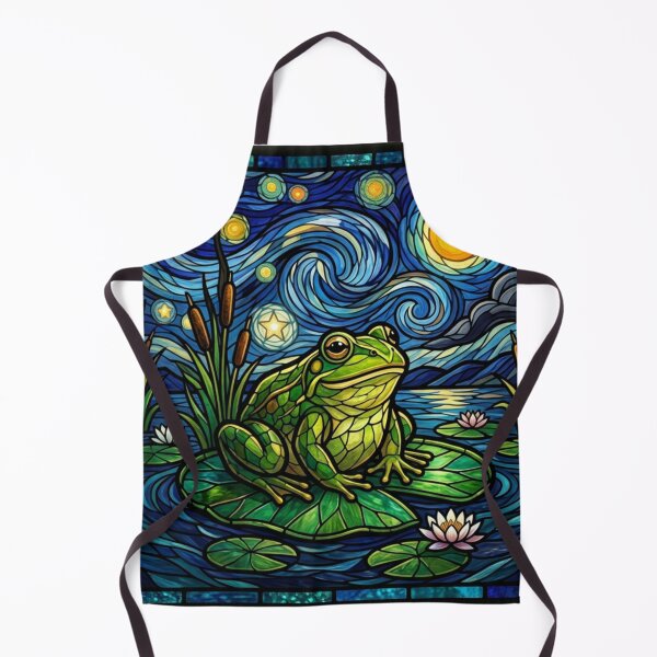 Item preview, Frog on a Lily Pad at Dusk — Van Gogh Stained Glass Art designed and sold by crcutler.