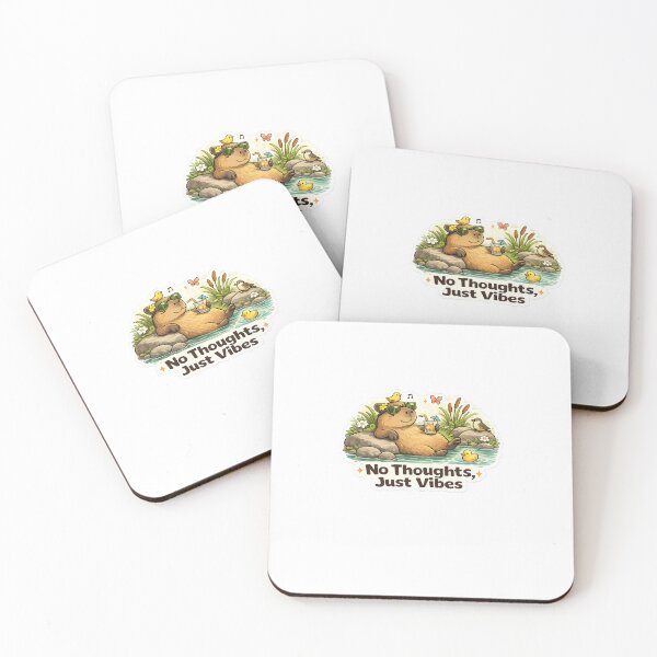 Item preview, No Thoughts Just Vibes Capybara Sticker | Cute Chill Animal designed and sold by Ricomin.