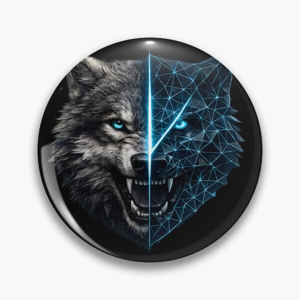 Item preview, Cyber Wolf Split Face - Geometric Predator Animal Design designed and sold by CreativeMindsetLab.