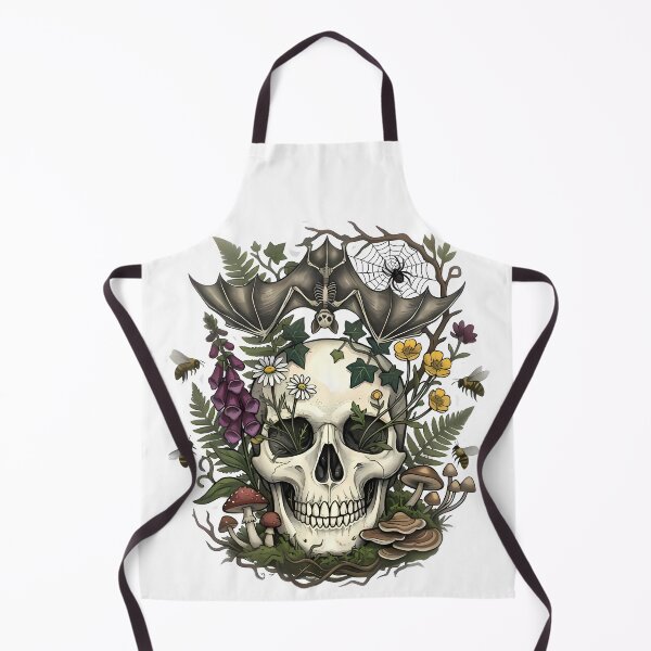 Item preview, Human skull surrounded by nature flowers and bat designed and sold by By:MarcinK.