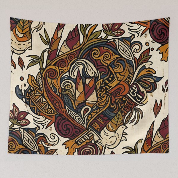 Item preview, Vintage Moroccan Bohemian Geometric Floral Retro Terracotta Art Pattern designed and sold by crackerflake.