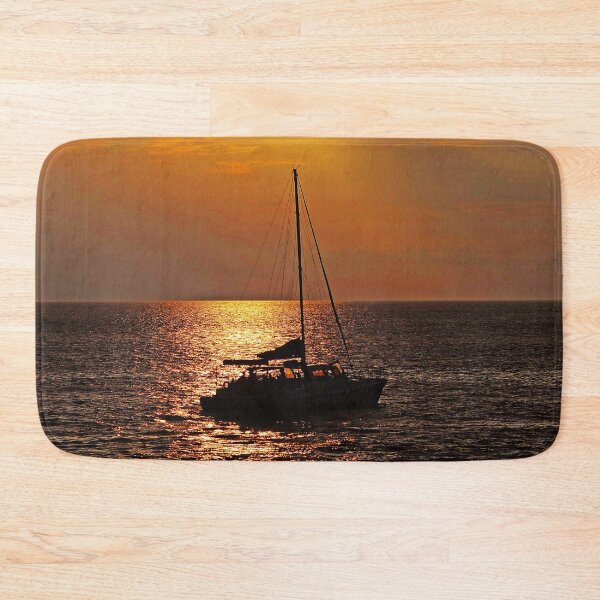 Artikelvorschau, Tropisches Tahiti-Segelboot in Mandarine und gelbem Sonnenuntergang entworfen und verkauft von DEC02.