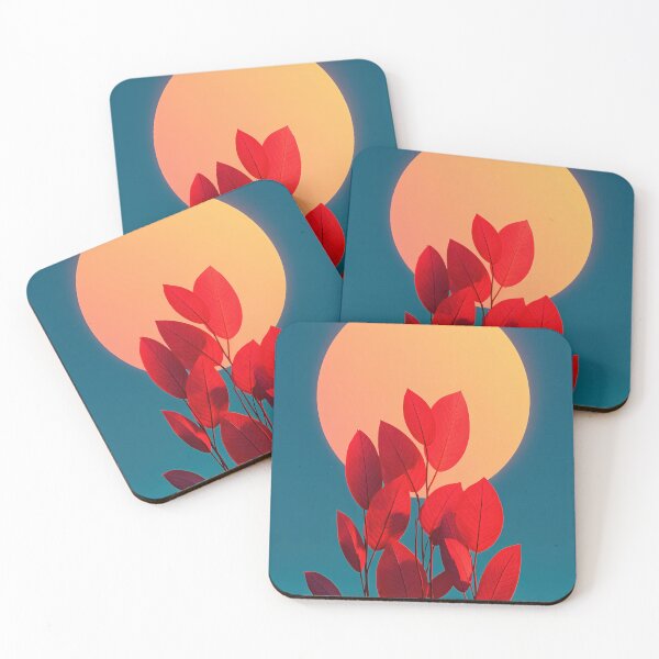 Item preview, Minimalist Red Leaves and Golden Sun designed and sold by colorful-white.