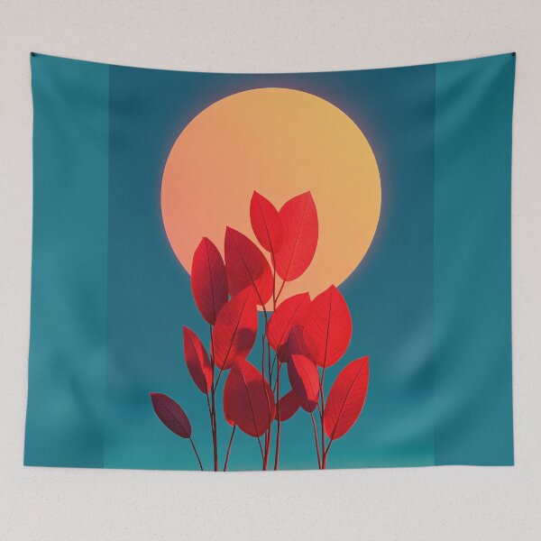 Item preview, Minimalist Red Leaves and Golden Sun designed and sold by colorful-white.