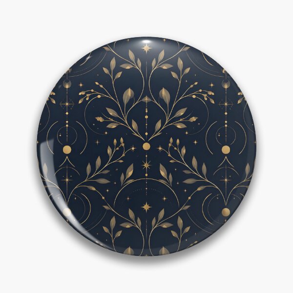 Item preview, Celestial Gold Botanical Magic Seamless Pattern on Navy Blue Pattern designed and sold by crackerflake.