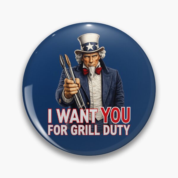 Item preview, Uncle Sam Grill Duty BBQ Tongs Patriotic Cookout Humor designed and sold by TheTrendsDesk.