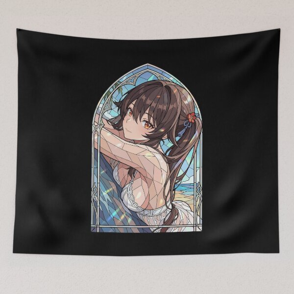 Item preview, Hu Tao Genshin Impact Beach Stained Glass Summer Smile designed and sold by mildaclairmo.