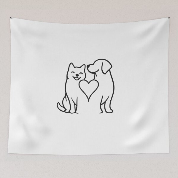 Item preview, Minimalist Cat and Dog Heart Line Art designed and sold by tineldesign.