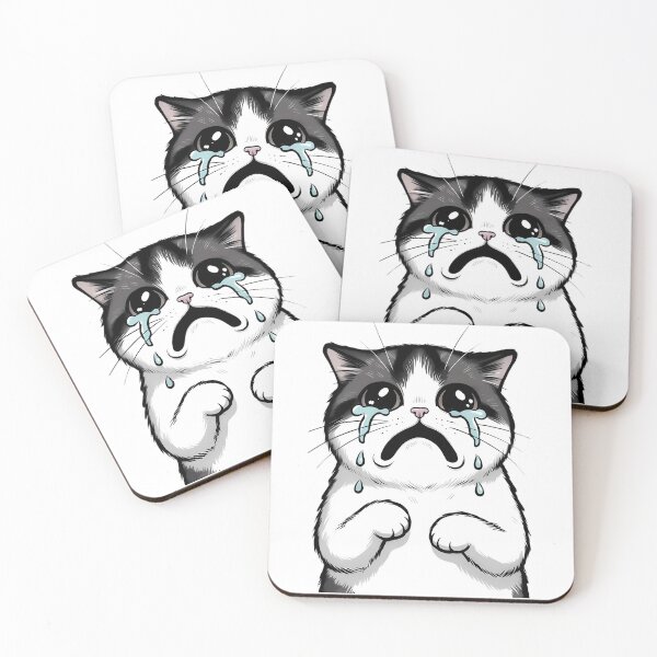 Item preview, Crying Cartoon Cat With Big Tears designed and sold by Linework Studio.