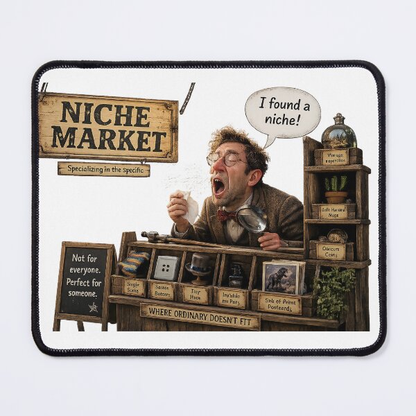 Item preview, Niche Market Funny Entrepreneur Cartoon | Business Humor Illustration | Marketing Joke Art Print designed and sold by Hookesmode.