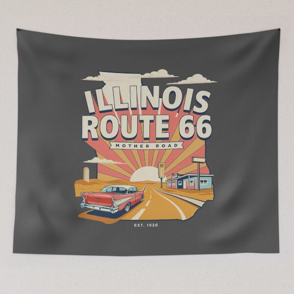 Item preview, Illinois Route 66 Mother Road – Vintage Retro Road Trip Travel Design designed and sold by ArcticFoxStudio.
