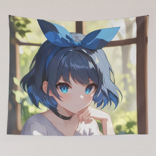 Item preview, Ruka Sarashina Rent A Girlfriend Blue Bow Cafe Mood designed and sold by earlobejerk.