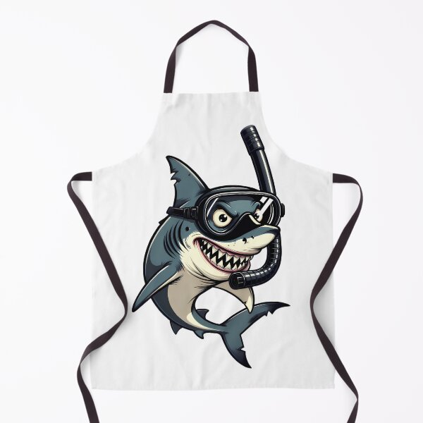 Item preview, Aggressive shark wearing snorkeling mask and tube designed and sold by Linework Studio.